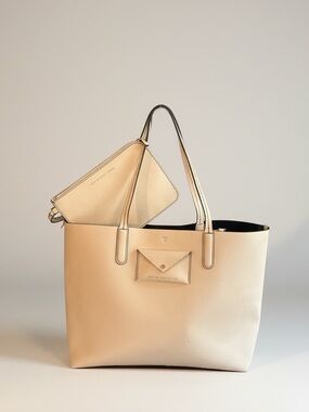 ✨ Effortless Luxury – Marc by Marc Jacobs Cream Leather Tote + Pouch ✨